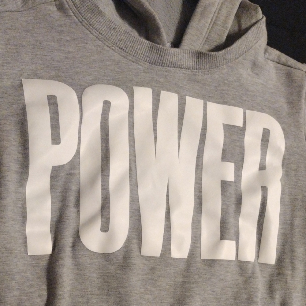 Kids Gray Hoodie with" I Am Powerful" Printwith Thumb Holes And Front pocket - Picture 4 of 8